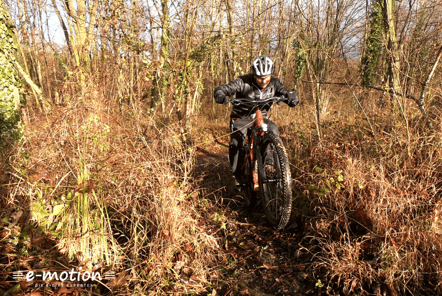 Testfahrt des Specialized Turbo Tero 4.0 EQ über das Gelände, durch den Wald mit dem Belchenradler Christof